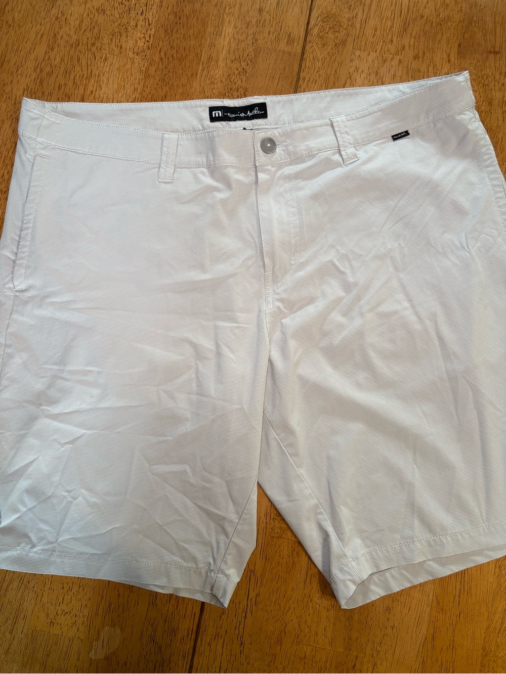 Travis Mathew White Flat Front Chino Shorts